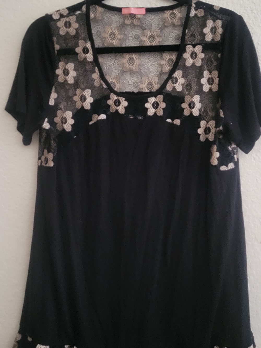 Simply Sister Floral Lace Mini Dress in Black & Pink